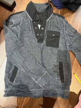 DKNY Heather Gray Pullover with Black Trim